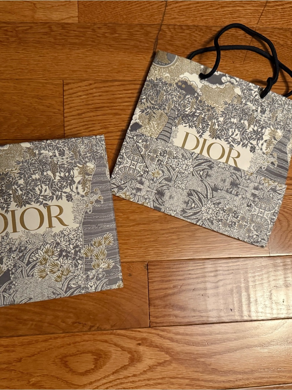 Dior Decorative Gift Bag Set in Gold and Gray